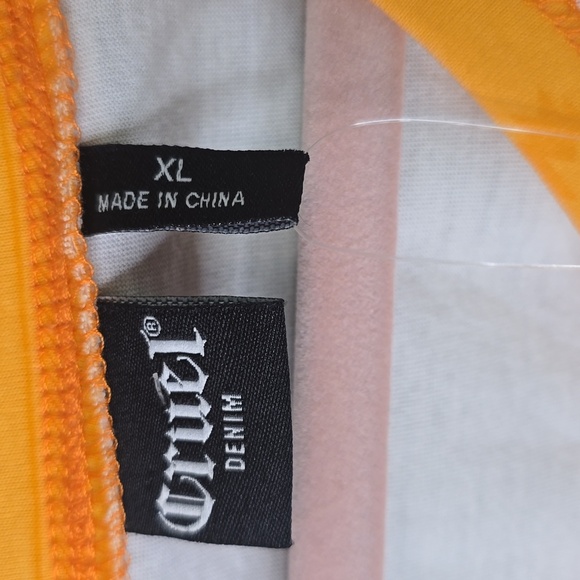 Cruel Jeans Orange and White Long Sleeve Tee with Vintage Graphic, Size XL, NWT - Picture 3 of 5